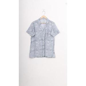 Mooie Hemelsblauwe Dames Nachtkleding Casual Stijl Bloemenprint Halve Mouwen Shirt Short 100% Katoen Odm Voorraad - Product Image 1