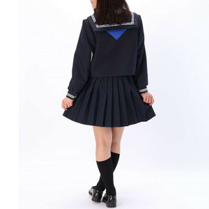 Diseños gratuitos Ropa de moda Azul marino Forro a cuadros Niñas japonesas Estudiante Uniformes escolares Blazer Vestido para la escuela - Product Image 2