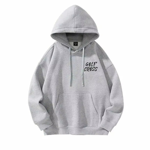 เสื้อฮู้ดกราฟิกมีสไตล์พร้อมฮู้ดกระเป๋าผ้านิ่มตัวอักษรตัวหนามีเชือกรูดด้านหน้าเหมาะสำหรับสตรีทแวร์แฟชั่นคู่รัก - Product Image 1