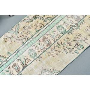 พรมปูพื้นขนแกะสไตล์ตุรกีวินเทจ29 'x 51' ดีไซน์ปะต่อสีเขียวและสีเบจผ้าถักแบนสำหรับตกแต่งห้องนั่งเล่นสำหรับวัยรุ่น - Product Image 5