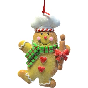 Christmas Decoration Supplier Hot Sale Products Polymer <b>Clay</b> Dough Sugar Glitter Christmas Chef Gingerbread Man Hanging Ornament - Product Image 1