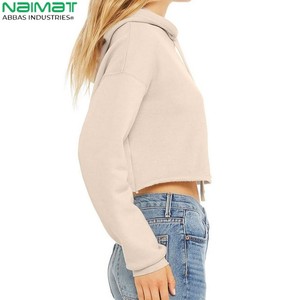 Offre Spéciale bas quantité minimale de commande sweat à capuche pour femme 2024 à manches longues tenue à la mode femmes haut court à capuche respirant femmes haut court à capuche 100% coton - Product Image 3