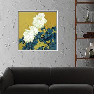 Impression sur toile d'art abstrait moderne de fleurs japonaises pour la décoration de la maison, encadrée de blanc - Product Image 1