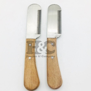 High Quality Stripping Knife Stainless Steel Pet Grooming <b>Scissors</b> and Wood Handle Stripping Brush Set with Sustainable Design - Product Image 1