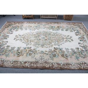 Turkish Large Rug, 5.8x9.3 ft Vintage Rug, <b>Brown</b> <b>Wool</b> Rug - Product Image 3