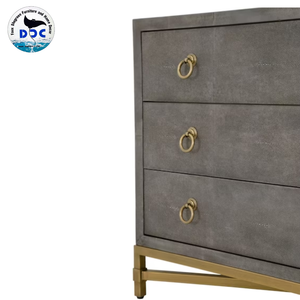 Table de chevet moderne pliable à trois tiroirs en faux shagreen, étagère de rangement pour la maison, le bureau ou l'appartement - Product Image 5