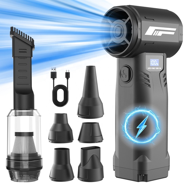 Electric Compressed Air Duster, 90,000RPM Cordless Air Blower for Dust Removal, Duster/Vacuum 2-in-1 for PC, Keyboard, House,Car