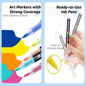 Bview Art – Lot de 12 marqueurs de peinture acrylique à base d'eau, non toxiques, à pointe flexible multi-surfaces, pour toile et verre - Product Image 2