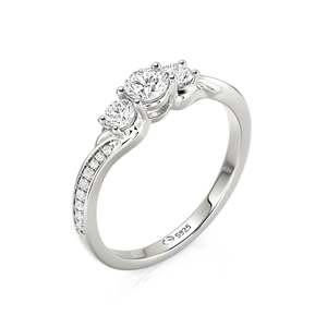 Bague de promesse pour homme Jeulia en argent sterling plaqué rhodium avec trois pierres de diamant taille princesse - Product Image 2