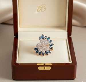 แหวนเงินแท้ 925 ประดับเพชรโมอิสซาไนต์สีน้ำเงิน ดีไซน์ทันสมัย ขายดีที่สุด - Product Image 2