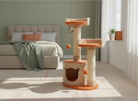 Yüksek Kaliteli Amistar Nessia Klasik Jüt Görünümlü Suni Kürk Kedi Ağacı 3 Katlı 80cm Çevre Dostu Dayanıklı Karton Paketli Kolay Kurulum
