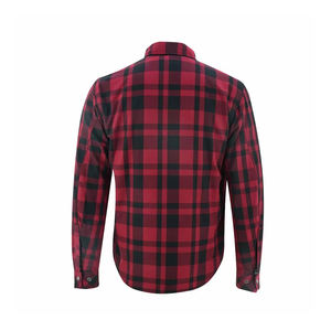 Red and Black Checkered Armored <b>Flannel</b> Motorcycle <b>Shirt</b> with Kevlar Reinforcements and CE Level 1 Impact Protection for <b>Mens</b> - Product Image 5