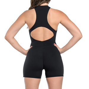 Body de entrenamiento con cremallera de manga corta de secado rápido para mujer, traje de Yoga Fitness de una pieza, mono deportivo para mujer - Product Image 2