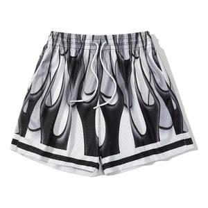 กางเกงขาสั้นสำหรับผู้ชายกางเกงขาสั้นผ้าแห้งเร็วพิมพ์ลายตาข่ายสไตล์สตรีท - Product Image 5