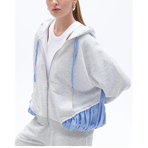 Haute qualité usine 2 pièces cordon ensemble surdimensionné à glissière coton Polyester matériel femmes séchage rapide respirant survêtement ensemble - Product Image 4