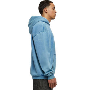 เสื้อมีฮู้ดสำหรับผู้ชายผ้าฝ้ายแบบลำลองสีพื้นมีซิปสำหรับฤดูหนาวผ้าซีดซีดจาง - Product Image 5