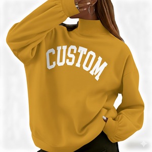 Sudadera personalizada Varsity Pullover Cuello simulado reversible con patrón sólido Estilo casual Logotipo frontal - Product Image 2