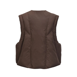 Gilet en laine pour hommes, col en V, respirant, rembourré en coton, sans manches, bouffant marron, streetwear d'automne, coupe-vent - Product Image 2