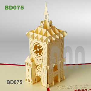 ANN HANDICRAFT Carte de vœux 3D pop-up de haute qualité, faite à la main, en forme de Tour de l'Horloge de Berne, en papier découpé, avec vernis mat - Product Image 2