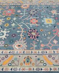 พรมแบบถักด้วยมือสีฟ้าอ่อนและสีเบจตุรกีขนาด8x10 ,9x12สำหรับห้องนั่งเล่นห้องนอนพิเศษพรมถักมือ - Product Image 3