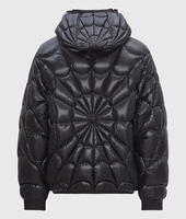 Veste matelassée tendance en toile d'araignée pour homme, noire, brillante, à capuche, manteau d'hiver, streetwear Y2K, vente en gros personnalisée, vestes matelassées pour homme
