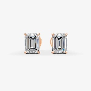 Elegantes Pendientes Solitarios Clásicos de Esmeralda de 0.75 Quilates EF-VVS2 Corte Excelente en Oro Sólido de 14K para Regalo de Aniversario de Bodas - Product Image 3