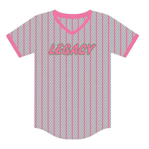 Ivory 08 Legacy Pullover Baseball Jersey Greek Sorority Apparel <b>Womens</b> Pink and Green College Sisterhood Mesh <b>T</b> <b>Shirt</b> Greek Wear - Product Image 1
