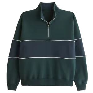 High Street Sweatshirt 100% Cotton Pullover <b>Jumper</b> 1/4 Quarter Half Zip Sweatshirt for Men Hooded with Embroidery Solid Pattern - Product Image 1