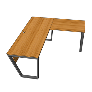 BFTB008 TrapezBamboo L-Shaped 140x140cm Gaming <b>Desk</b> with <b>Foldable</b> Iron Legs Assembled Bookshelf and Drawer for Bedroom Use - Product Image 4