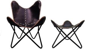 Funda de silla de mariposa de cuero marrón de lujo plegable elegante para uso en interiores y exteriores para ocio comedor sala de estar Bar rústico - Product Image 2