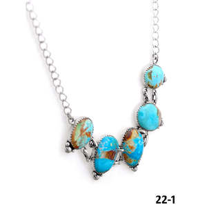 Collier classique Royston en turquoise et argent sterling, perles ancre faites à la main avec placage or, cadeau pour toutes occasions - Product Image 3