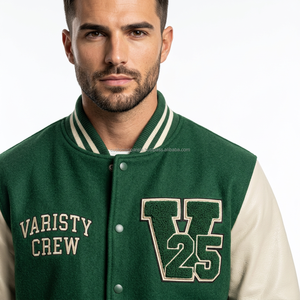 Custom Wool <b>Varsity</b> <b>Jacket</b> with Genuine Cow Leather Sleeves Premium Embroidered College Letterman Coat - Product Image 5