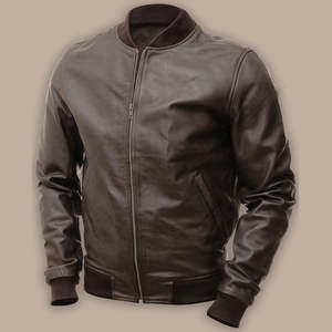 Veste en cuir pour homme de haute qualité 100% cuir, imperméable, coupe-vent, doublure matelassée, col montant, manches longues, logo personnalisé - Product Image 1