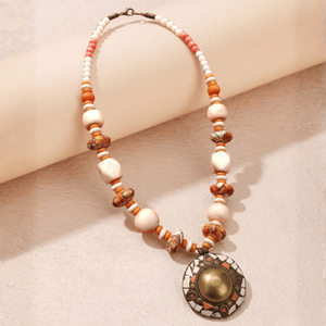 Collar con Colgante de Mosaico Dorado en Forma de Número Geométrico, Cadena de Acero Inoxidable y Aleación, Ideal para Regalo - Product Image 1