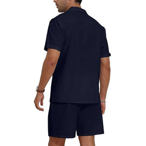 High Street Tenue décontractée pour hommes Vêtements d'été en gros-Ensemble chemise et short boutonné doux et extensible Coupe ample - Product Image 1