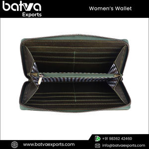 Cartera de moda de cuero genuino largo de alta calidad Vintage para mujer logotipo personalizado RFID bloqueo forro de poliéster cierre de cremallera diario - Product Image 3