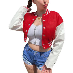 Veste Vintage Crop Varsity pour femme avec broderie personnalisée 2025 vestes de baseball Letterman - Product Image 1