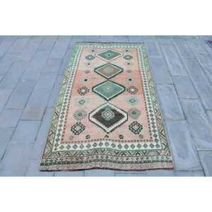 Tapis turc vintage 4,6x8,4 pieds, tapis en laine vert patchwork - Product Image 1
