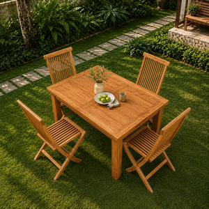 Tropica Teak Modern Farmhouse Solid Outdoor <b>Table</b> Premium Quality Slatted Square Top Durable <b>Garden</b> Resort Pro Wholesale - Product Image 6