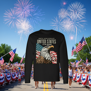Maglietta Patriottica a Maniche Lunghe per il 250° Anniversario degli USA, Bandiera USA per il 4 Luglio, 250° Anniversario USA, Bandiera USA 250° Anniversario, T-Shirt 250° Anniversario - Product Image 3