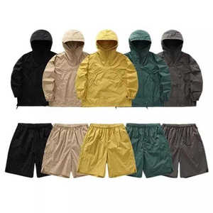 Survêtement court à fermeture éclair, vestes et shorts, ensemble deux pièces, ensemble coupe-vent pour homme, plusieurs couleurs - Product Image 1
