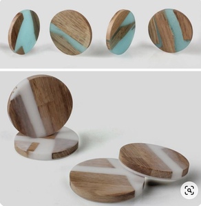 Sous-verres de conception artistique en résine de couleur blanche et bois de manguier pour boissons Fournitures d'hôtel et de restaurant Design unique fait à la main - Product Image 3