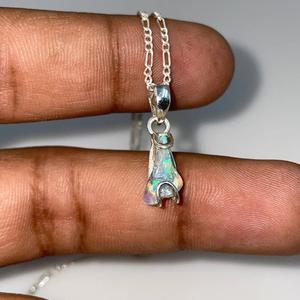 Opale naturelle éthiopienne pendentif brut qualité multi feu opale brute argent Sterling 925 Style Vintage bijoux pour enfants cadeau - Product Image 5