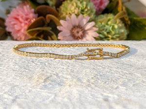 Lurba Jewels 14K <b>Solid</b> Yellow <b>Gold</b> Round Cut Tennis Bracelet Luxury Stackable Wedding Unisex Custom Fine Jewelry - Product Image 4