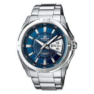 Reloj Deportivo de Lujo EDIFICE, Analógico, Clásico, Azul y Plateado, EF 129D 2AVEF, Correa de Acero Inoxidable, Resistente al Agua (5 bar), Personalizado - Product Image 2