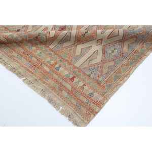 Alfombra Turca de 5.7x8.4 pies, Alfombra Vintage Grande, Alfombra de Lana a Cuadros Marrón Rojizo - Product Image 5