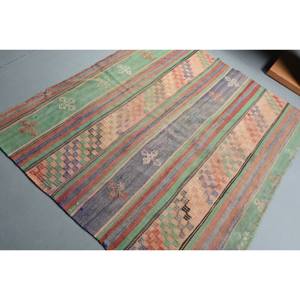 Tapis turc traditionnel grande surface Rectangle Patchwork Design Style classique vert Orange 5.9x5.2ft tapis de chambre en latex de laine - Product Image 4