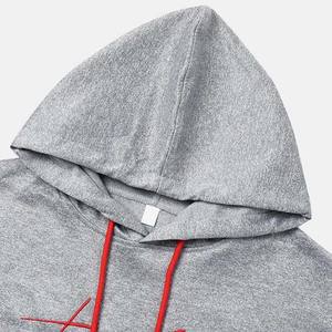 Color gris brezo liso de gran tamaño Logo diseño en blanco estilo casual pulóver 100% algodón hombres y mujeres sudaderas con capucha de manga larga básicos - Product Image 3