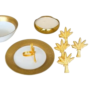 Rond de serviette créatif en métal doré Design avantageux Anneaux de serviette en perles pour décor de table à manger formel ou décontracté Manchette de serviette - Product Image 3