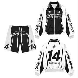 Women windbreaker short set 120 GSM lightweight polyester white <b>pink</b> panel custom screen print logo Windbreaker Shorts Set - Product Image 4